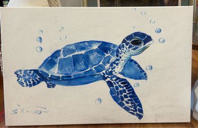 Suren Nersistan sea turtle hand embellished embellished Giclee 31.5” x 19.5”