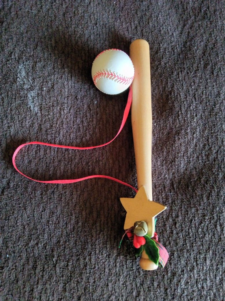 Baseball Bat & Ball Holiday Ornament