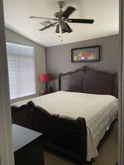 California King Wood Bed Frame - Beautiful - Purple mattress available also