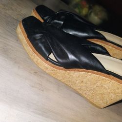 Black Wedge Shoes Size 6 .5