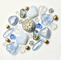 30 pcs ~ Blue Mix of Czech Glass Beads For Jewelry Making