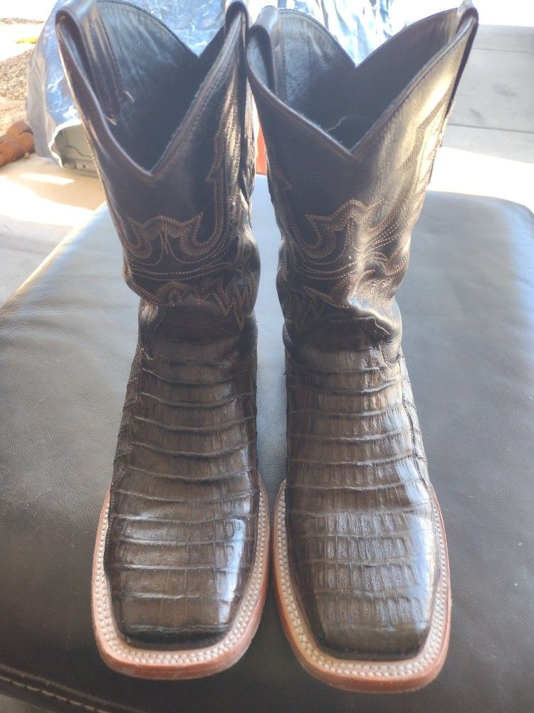 EL DORADO MEN'S HANDMADE CAIMAN BACK BRASS STOCKMAN BOOTS BROAD