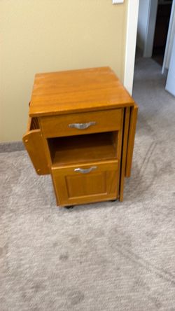 Wood Rolling Cabinet with Drawers
