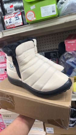 Yoki Cream Quilted Ankle Winter Boots