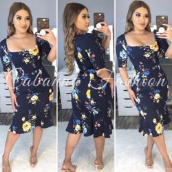 Women’s Midi Dress- Size M Blue Floral