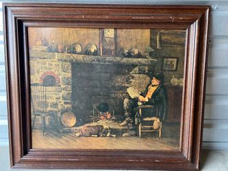 Large 38" Vintage Americana Art – "Solid Comfort" by W.H. Lippincott