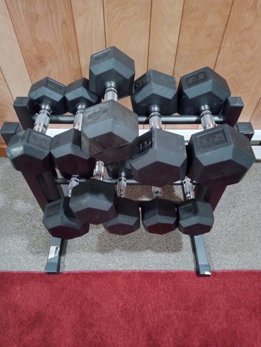 Dumbbells 14 To 35 Pounds Work Rack New