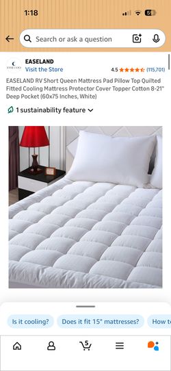 EASELAND RV Short Queen Mattress Pad Pillow Top Quilted Fitted Cooling Mattress Protector Cover Topp