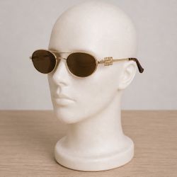 Gold Oval Sunglasses – Designer Style - (New)