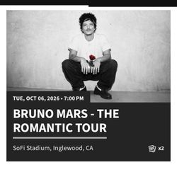 SELLING 2 BRUNO MARS LA TICKETS 10/6 $800 TOTAL