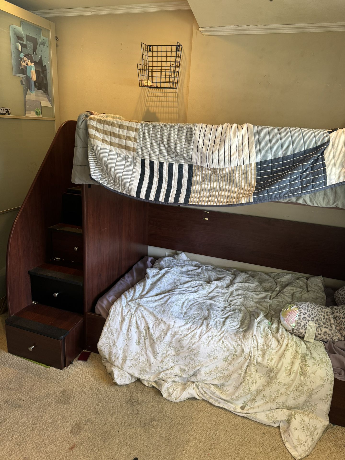 Twin Bunk Bed With Stairs And Drawer Storage