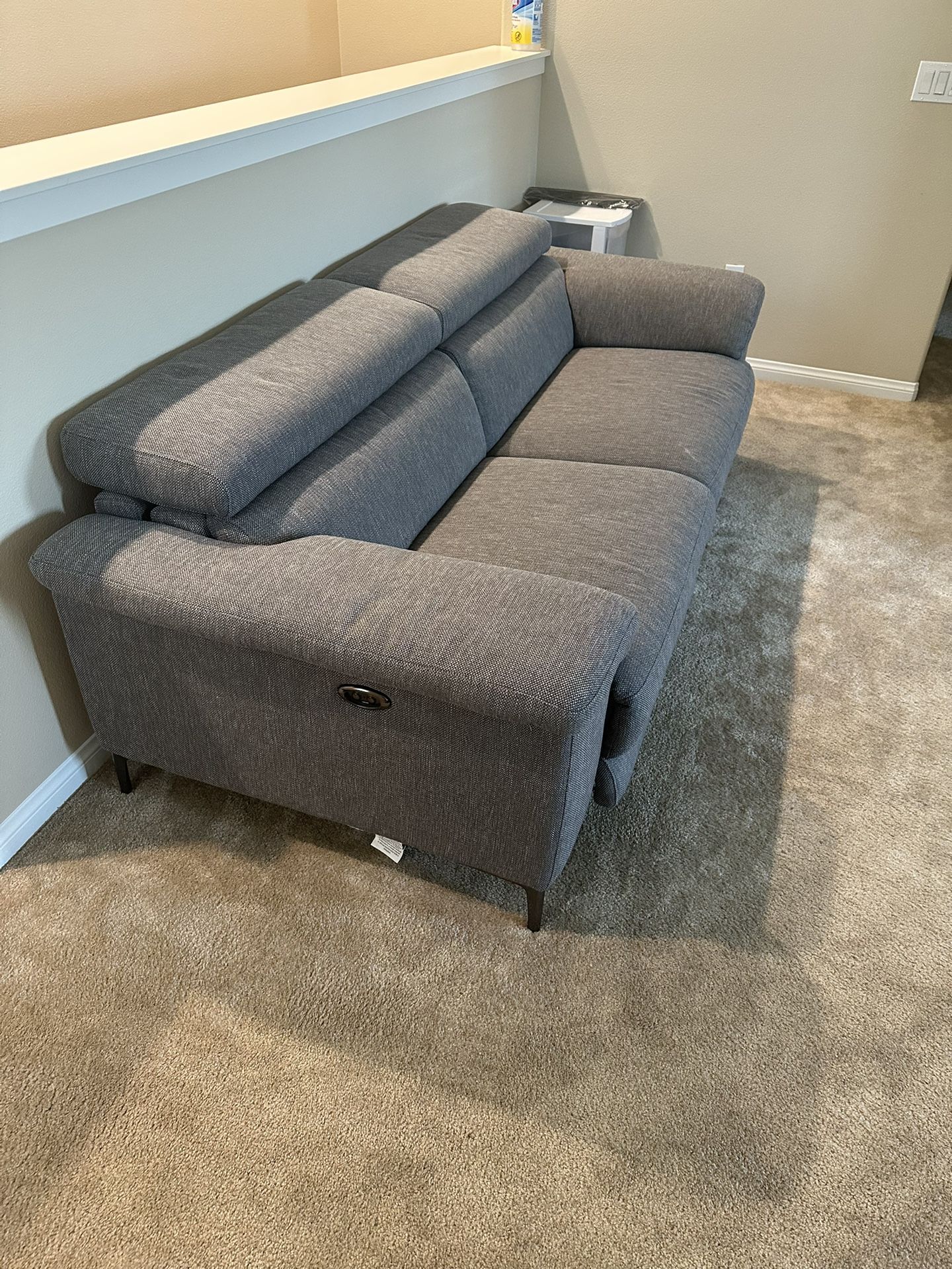 Talin Grey 85" Power Reclining Sofa with Adjustable Headrest & USB