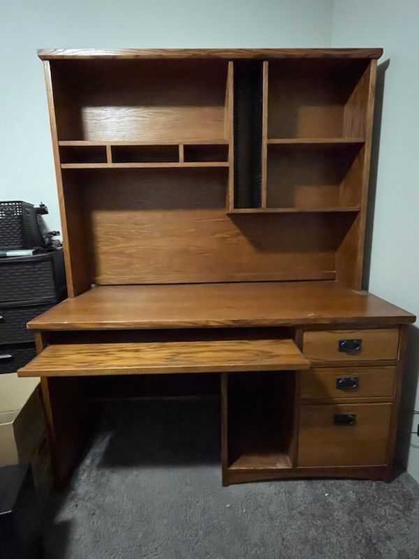Solid Wood Desk with Matching Hutch