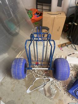 Blue Beach Cart with Wide Balloon Wheels