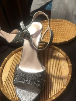 Silver high heels size 6.5