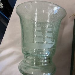 Antique Handblown Bubble Glass Vase With Etched Image Of A Sailing Ship/Early 1900’s