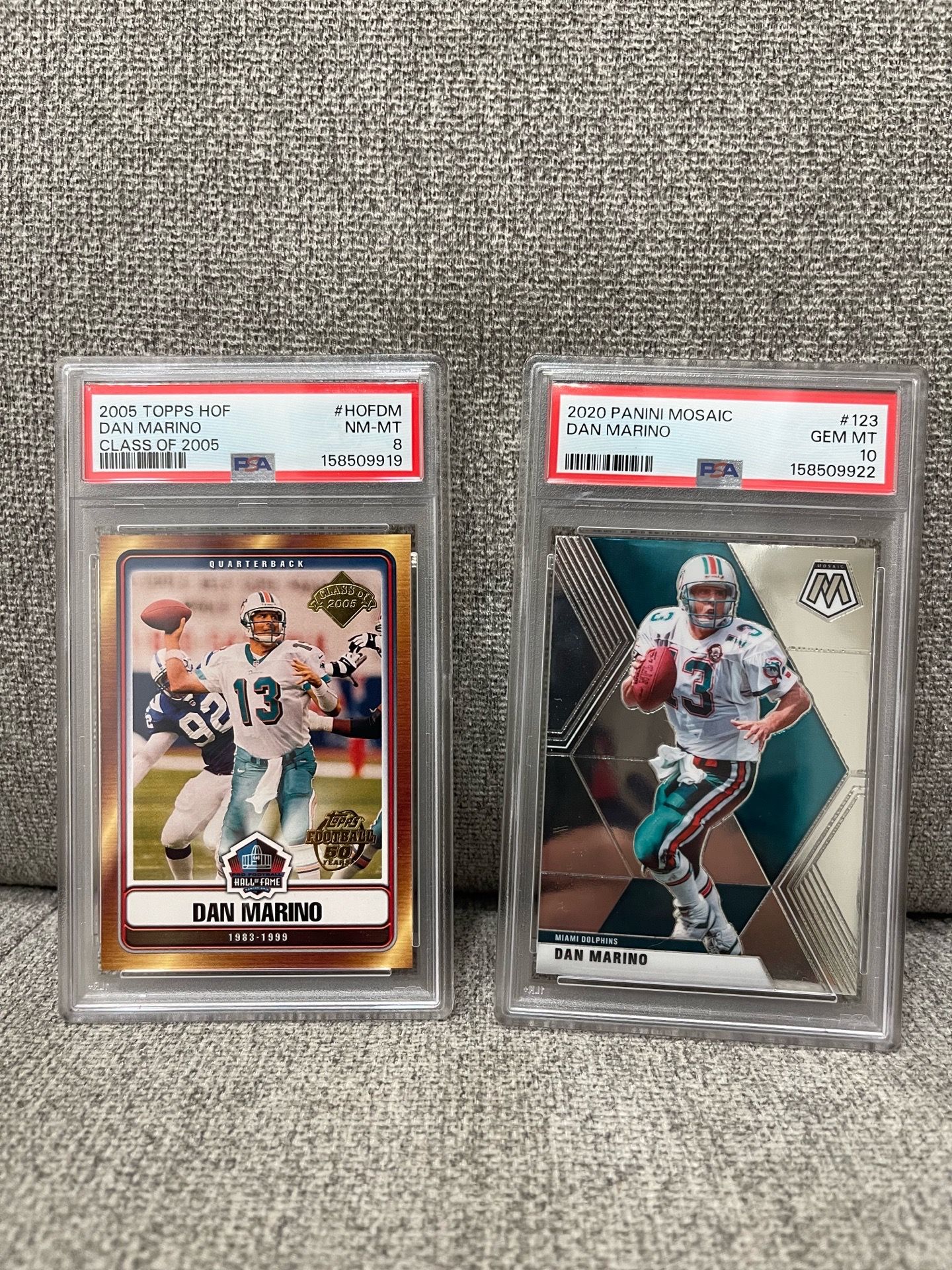 Miami Dolphins PSA graded Dan Marino lot of 2 football cards