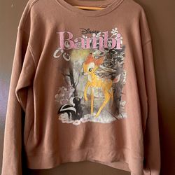 Disney Distressed Bambi Sweatshirt  X Large Crewneck Pullover