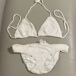 New Victoria’s Secret crochet swimsuit bikini  Large 34C White 