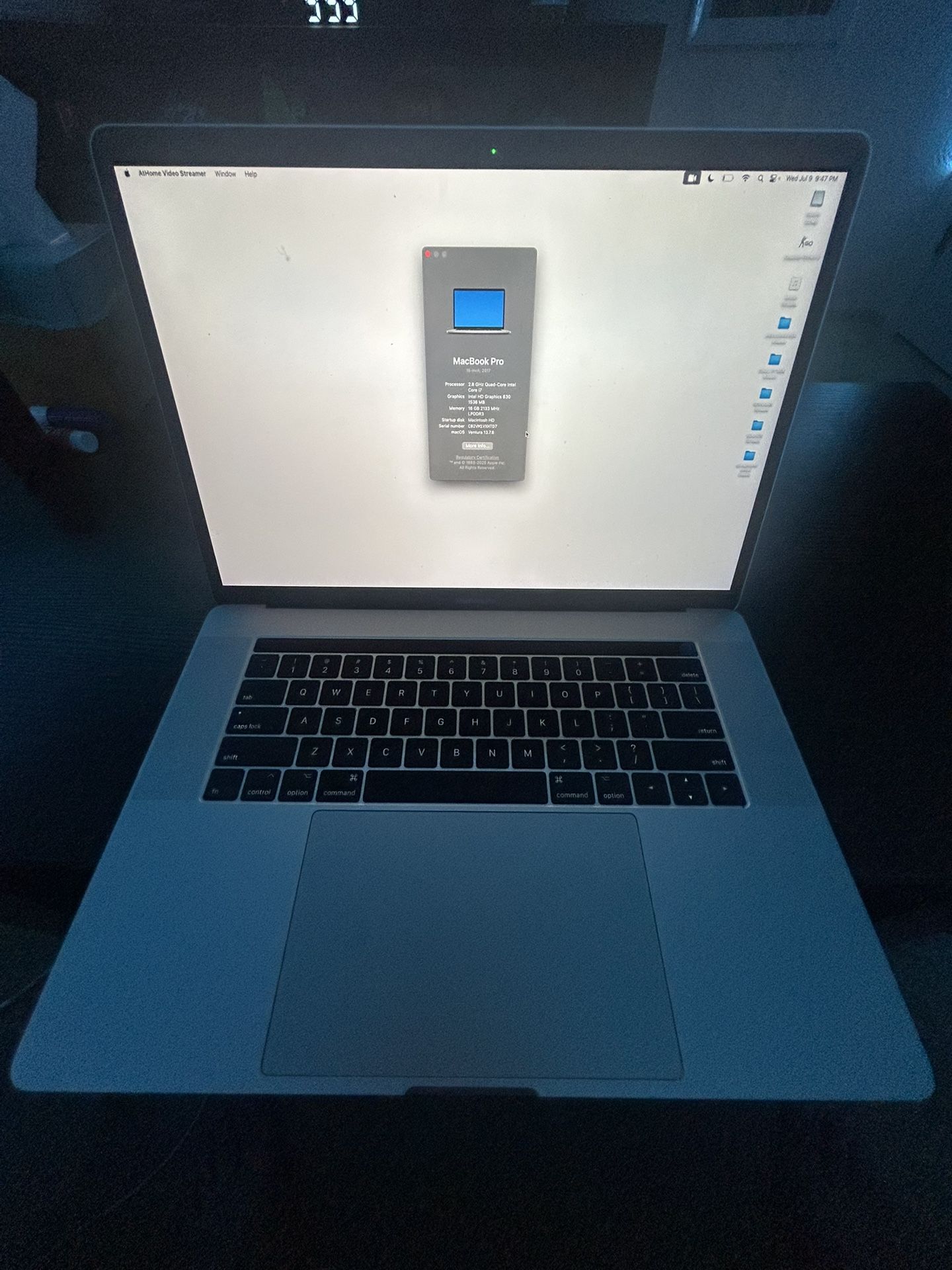2017 MacBook Pro 15” W/ TouchBar