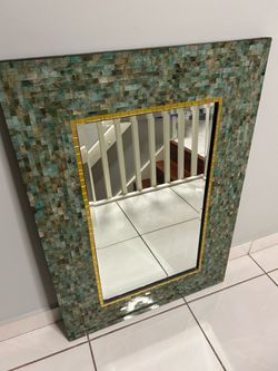 Large mosaic tile framed mirror