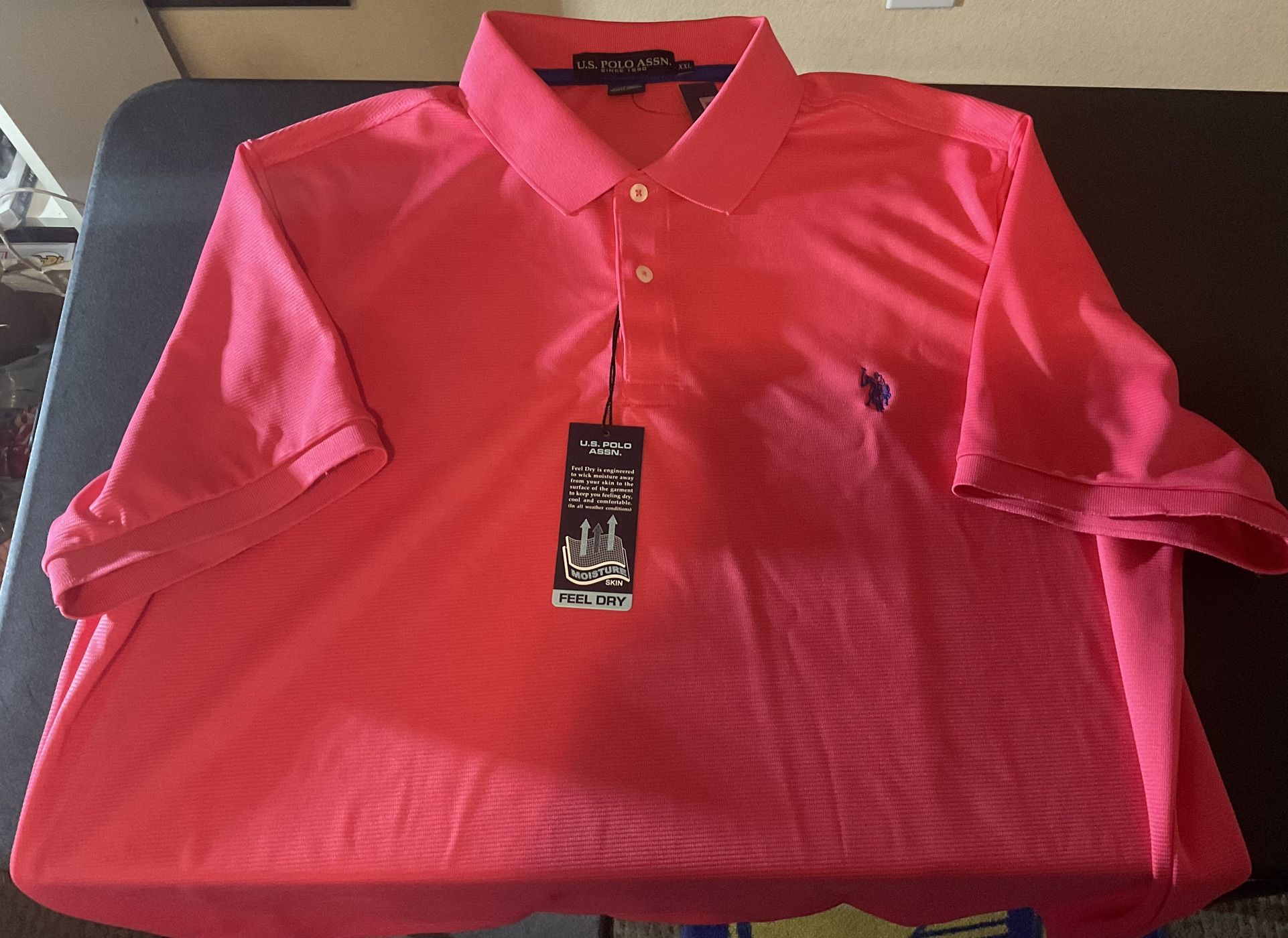 US Polo Assn Men's Size XXL Pink Cotton Short Sleeve Polo Shirt NWT 