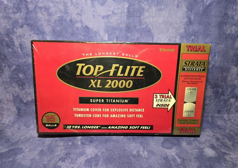 Top Flite XL 2000 Super Titanium 15 Golf Balls Box, NIB Sealed