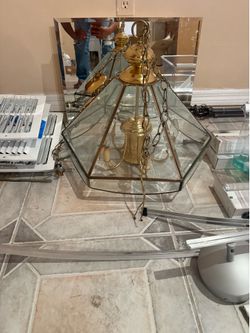 Brass & Glass Hanging Chandelier