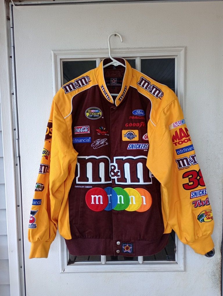 Rare 90s Jh Design M&M's Nascar Racing Jacket Jeff Hamilton Large for Men.