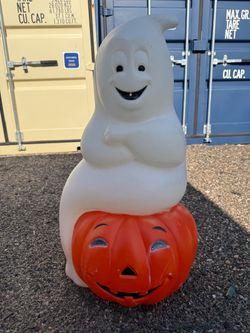 Empire Halloween Ghost On Pumpkin 35" Vintage Lighted