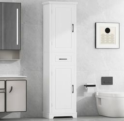 Assembled New Tall Bathroom Storage Cabinet with 2 Doors & Adjustable Shelves, 72.5" Free Standing Cabinet