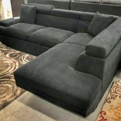  Brand New 💥 L Shape Black Sectional With Pull-out Sleeper / Modern Style / Living Room Furniture 