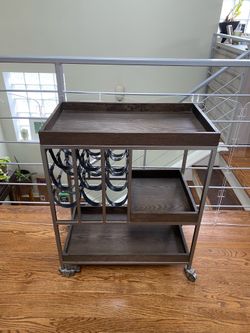 Rolling Bar Cart - wood and metal