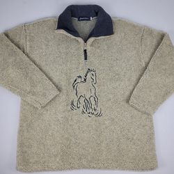 Amundsen Fleece Blend 1/4 Zip Pullover Sweater Horse Brown Tan Women's L/XL