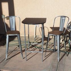 Metal Pub Set with Two Bar Stools