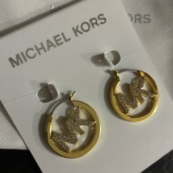 Michael Kors, engraved hoops, gold, and silver diamond cut brand new never worn