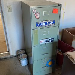 Vintage Working Metal File Cabinet