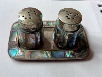 Vintage Mexican Salt and Pepper Shaker + Tray
