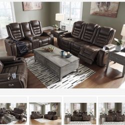 Game Zone Bark Power Reclining Living Room Set (Sofa And Loveseat Recliner Options 