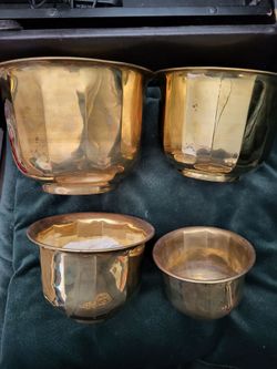 Set of 4 Vintage Nesting Brass Bowls Made in India
