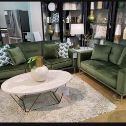 🌿 Moss 2 Piece Contemporary  Stylish Sofa Loveseat🌿 Brand New 💯 Delivery Available👍 Living Room✅