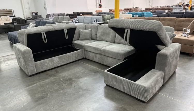 New X-Large Sleeper Sectional Couch With Storage And USB / Free Delivery