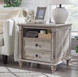 Nightstand/End Table w/ Charging Station - Light Rustic Oak