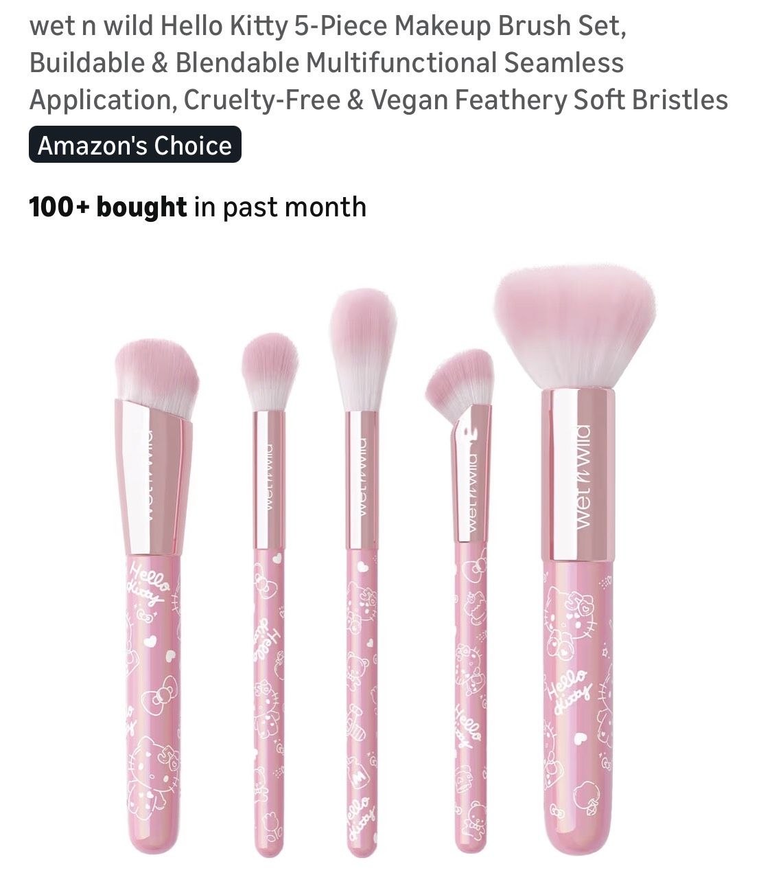 Hello Kitty 5pcs Makeup Brush Set, New