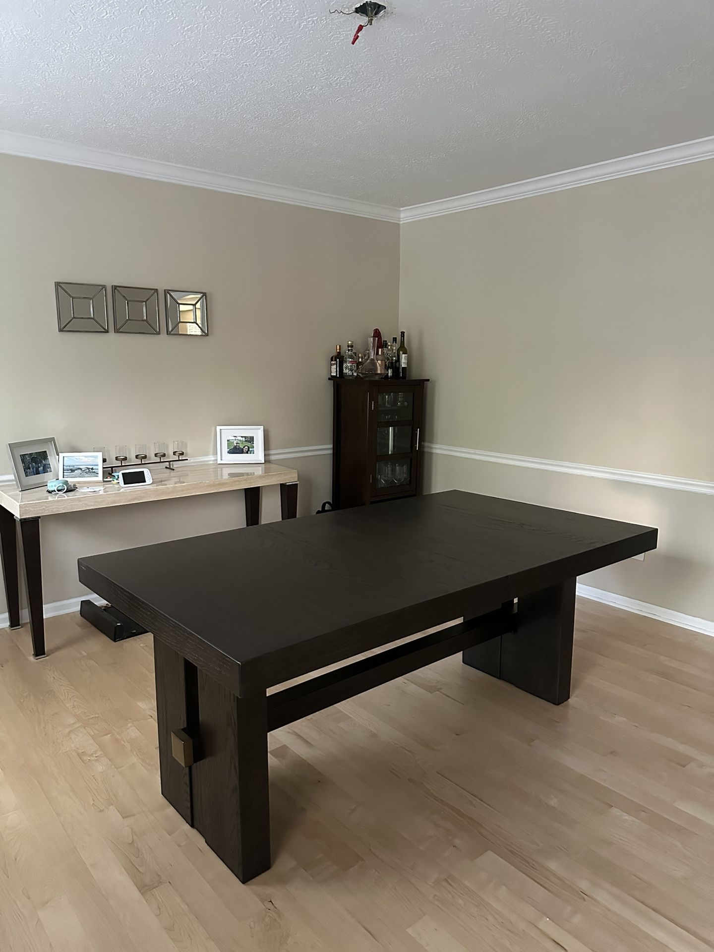 Solid Oak Dining Table (seats six) Leaf Not Included - Asking Price OBO
