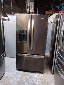 Refrigerator whirlpool 3 door French door in black stainless steel 40 days warranty Delevery