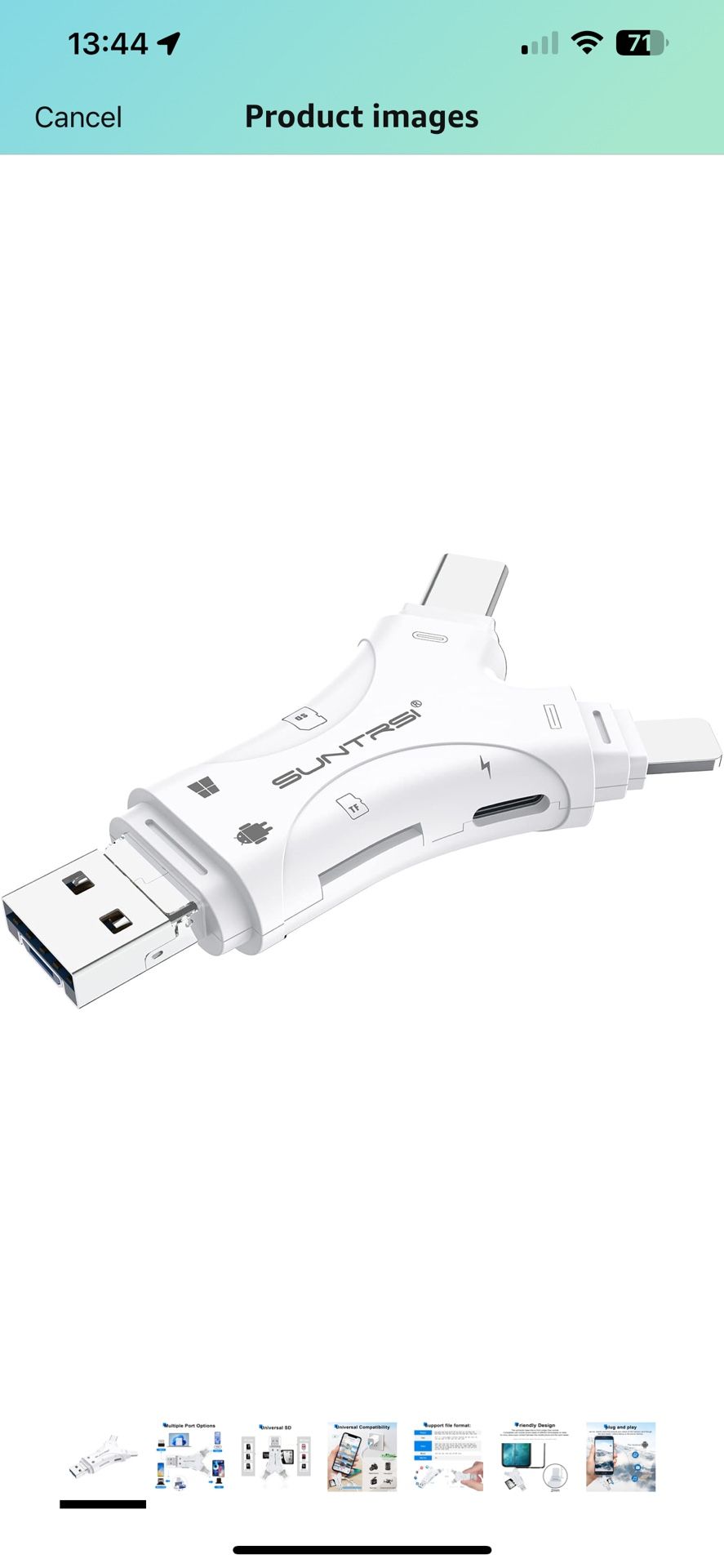 SUNTRSI 4 in 1 SD Card Reader for Phone/Pad/Android, Micro SD Card Reader Adapter, Portable Memory Card Reader for SD and Micro SD Cards