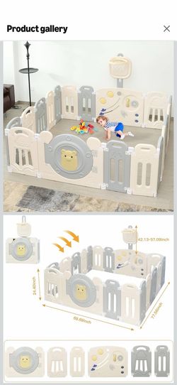 Baby Playpen Basketball Court (Two Basket Hoops - 24 Panels)