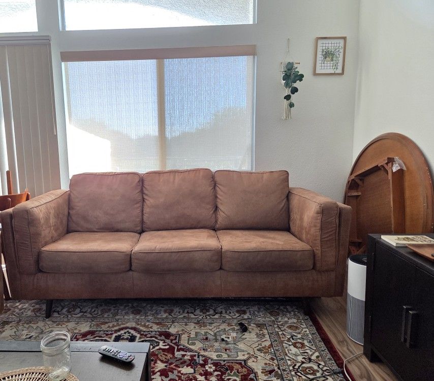 Mid-century Vegan Leather sofa