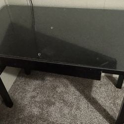 Wood Desk With Glass Top